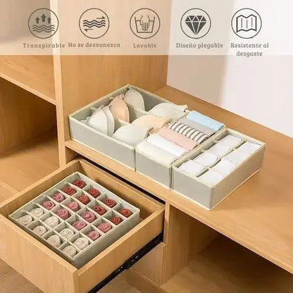 Organizelt™: Set Organizador de Ropa Interior (4 Piezas), Ahorra Espacio y Tiempo.