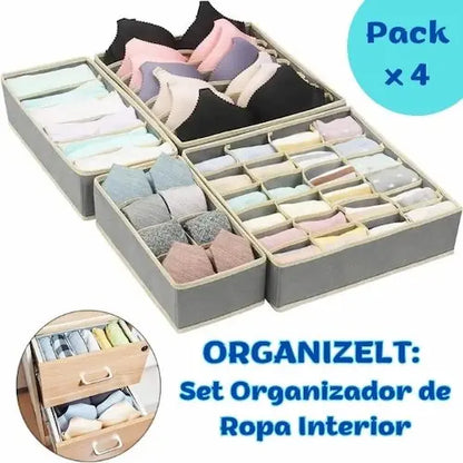 Organizelt™: Set Organizador de Ropa Interior (4 Piezas), Ahorra Espacio y Tiempo.